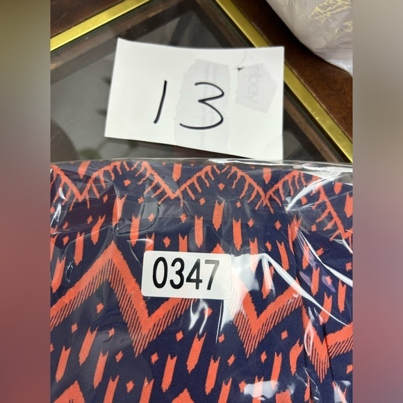 Ellie Kai 100% Silk Sz 10 Zigzag Pattern Boho Long Sleeve Top blouse Orange/Blue - Picture 9 of 9